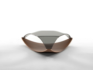 QUIET - Low triangular wood and glass coffee table by Tonin Casa - view 2